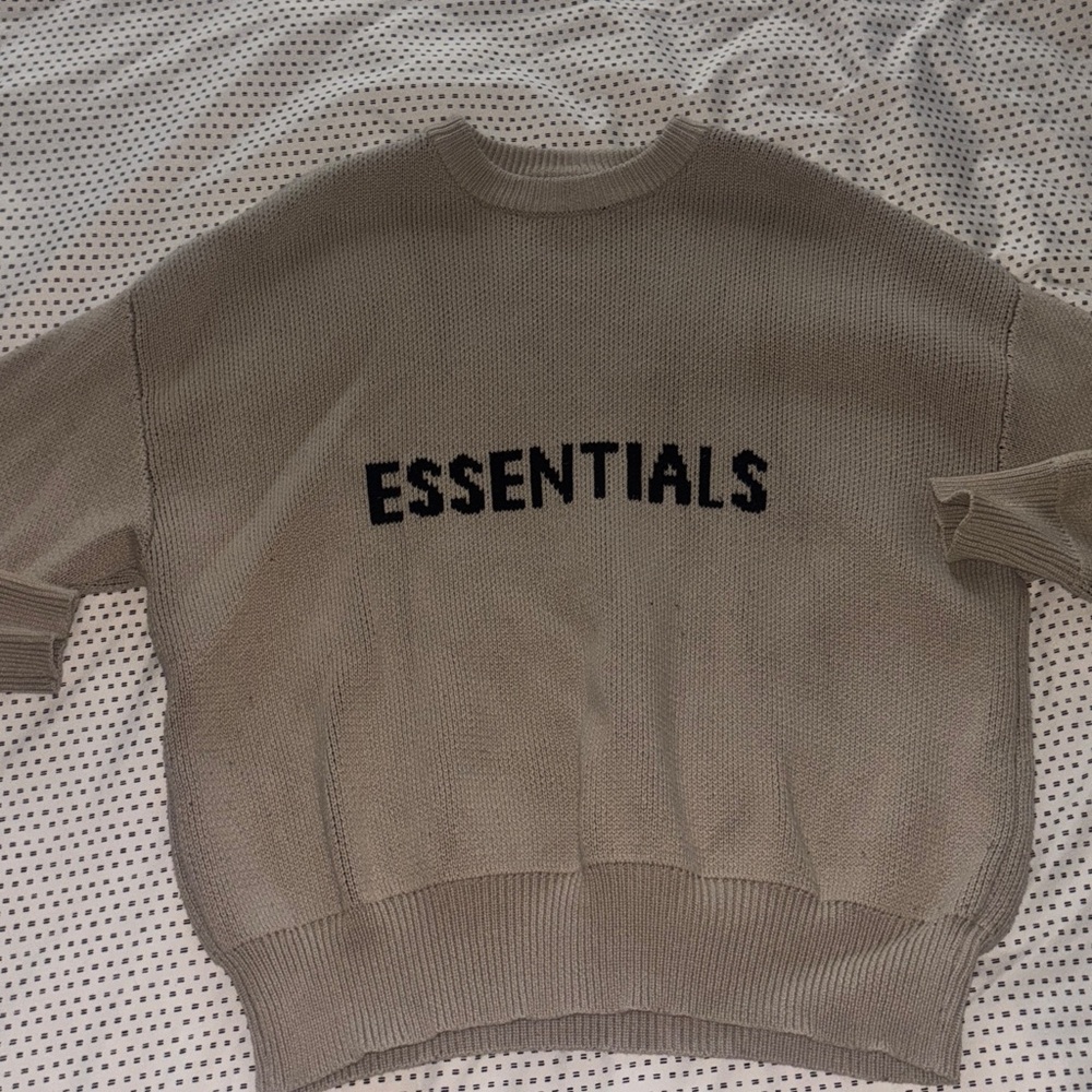 Essentials Beige Knit Pullover